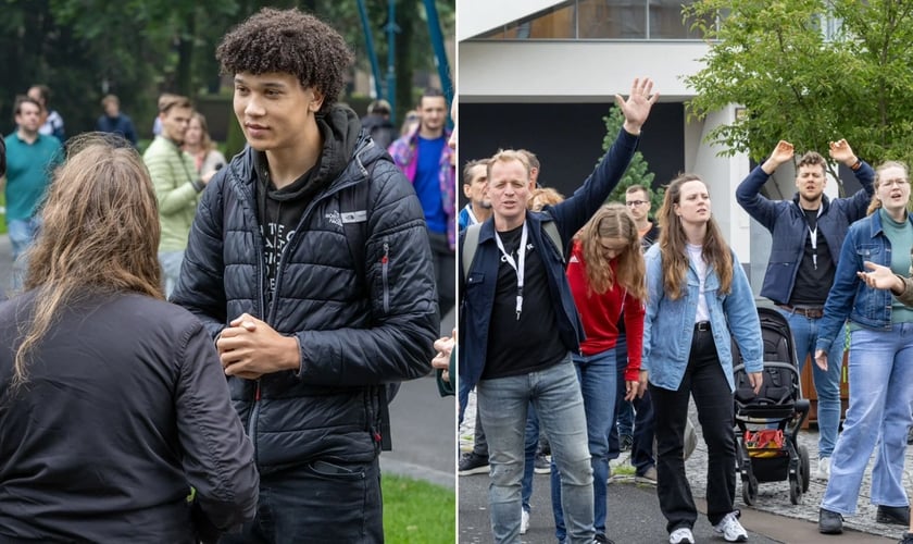 Jovens evangelizando nas ruas da Holanda. (Foto: Reprodução/Frontrunners)