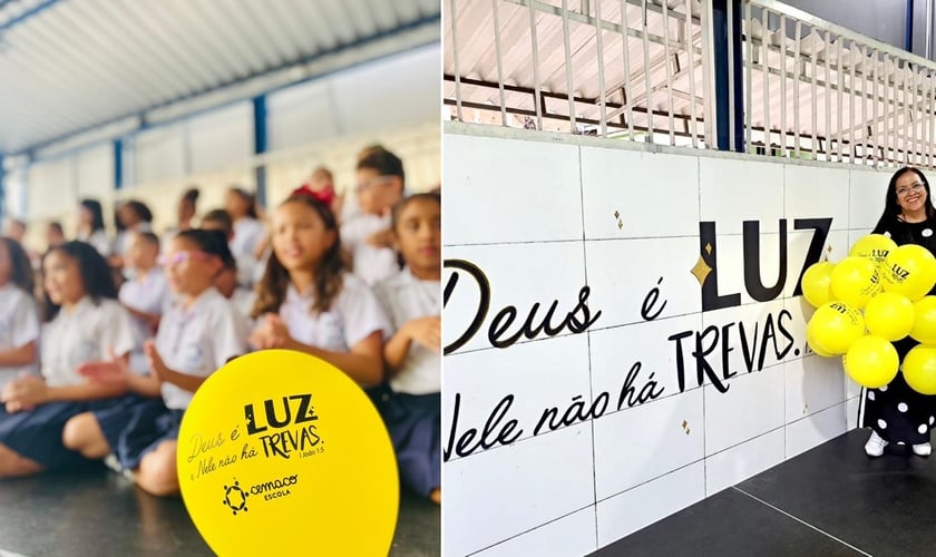 O culto na escola CEMACO. (Foto: Arquivo pessoal concedido ao Guiame)