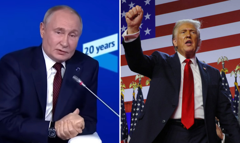 Vladimir Putin, presidente da Rússia; Donald Trump, presidente eleito dos EUA. (Captura de tela/YouTube/AFP/BBC)