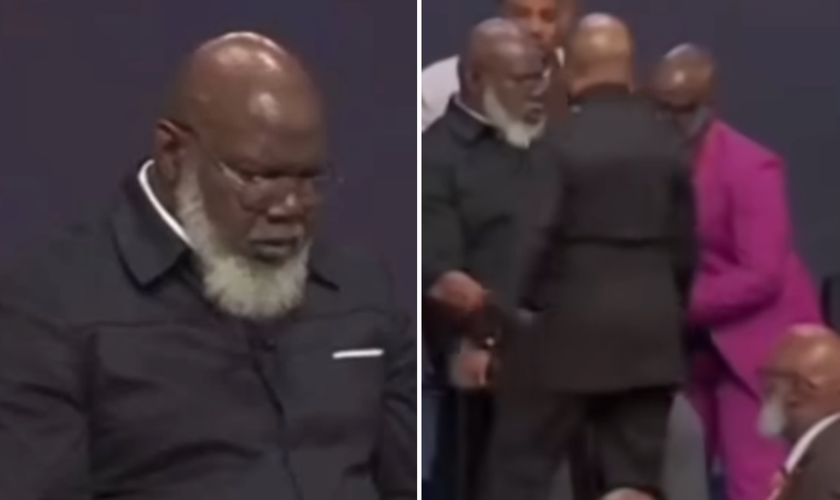 Bispo T.D. Jakes sofre mal subido e é atendido durante culto. (Captura de tela/YouTube/CBS Texas)