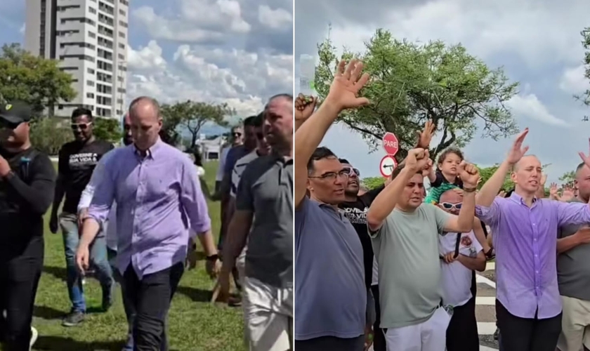 No dia 1° de janeiro, junto com outras pessoas, Rodrigo rodeou a prefeitura sete vezes. (Foto: Reprodução/Instagram/Rodrigo Manga).