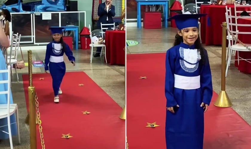 Manuela demonstrou fé em sua formatura da educação básica. (Foto: Reprodução/Instagram/Vanessa Marques).