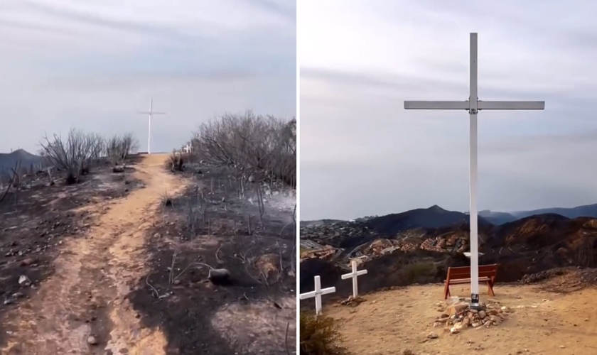 Cruz se mantém intacta após incêndios devastarem seu entorno. (Captura de tela/Instagram/pepperdine)