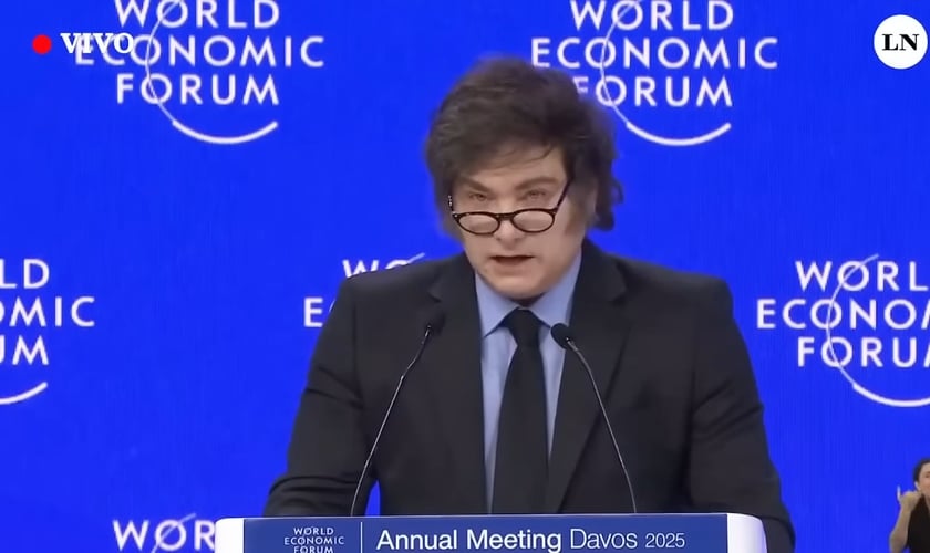 Discurso de Javier Milei no Econômico Mundial de Davos 2025. (Captura de tela/YouTube/La Nacion)