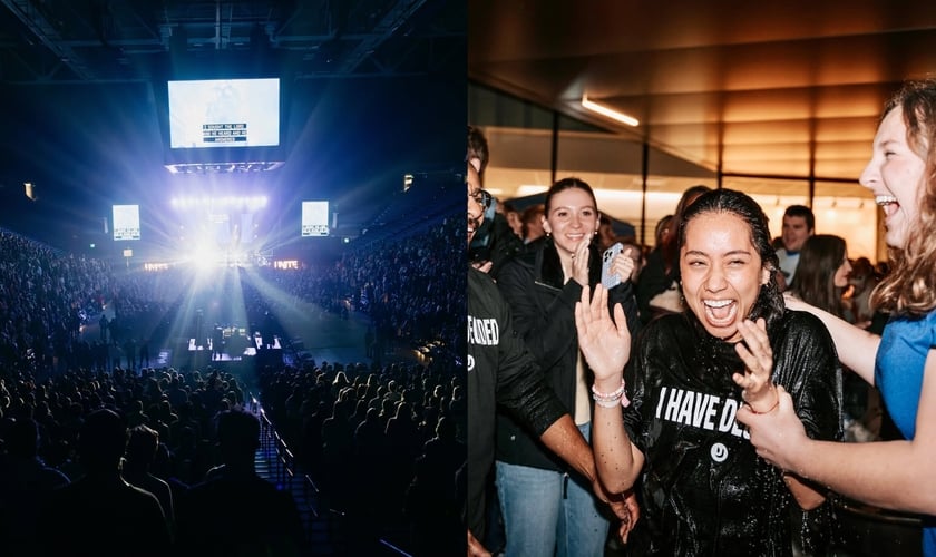 O culto na Universidade de Kentucky atraiu uma multidão de estudantes. (Foto: Instagram/Unite US).