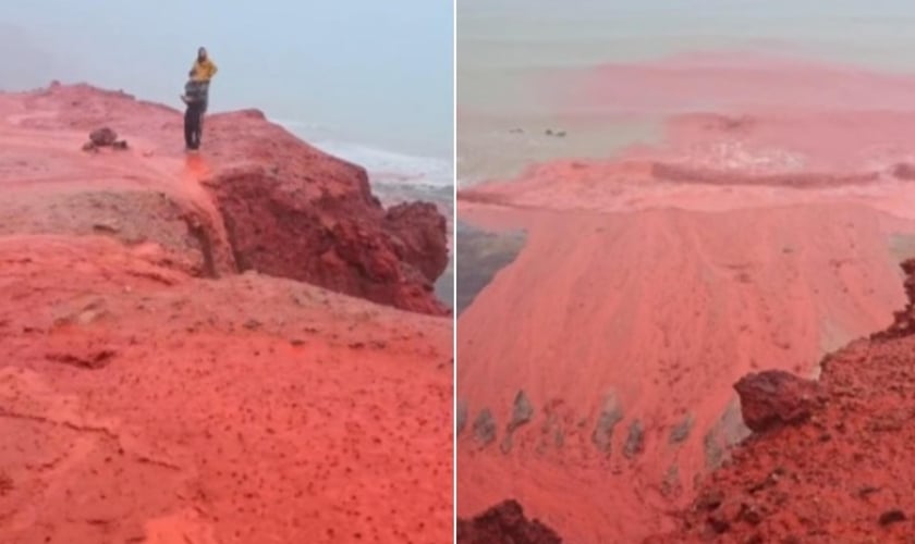 Praia Prata e Vermelha no Irã. (Foto: Reprodução/Instagram/hormoz_omid).