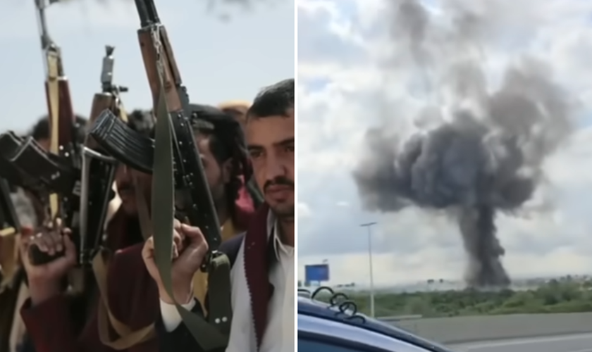 Grupo rebelde Houthis e queda de míssil em Tel Aviv. (Captura de tela/YouTube/ABC News)
