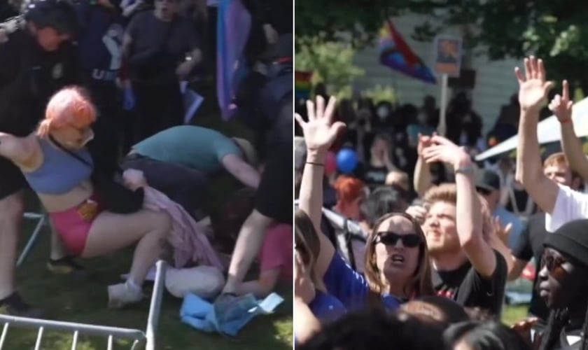 O evento “Mayday USA” enfrentou hostilidade. (Foto: Reprodução/Instagram/Ross Johnston).