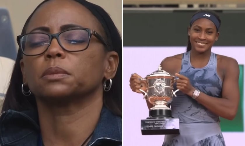 Coco Gauff e sua mãe. (Foto: Reprodução/YouTube/ESPN Brasil/Instagram/TNT Sports)