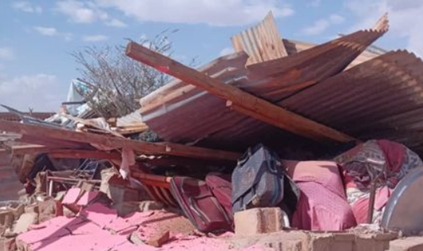 Prédio de igreja demolido em Cartum Norte, Sudão, em 8 de julho de 2025. (Foto: CSW)