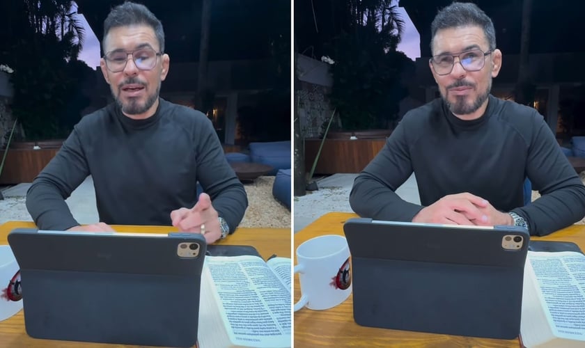 Minotauro ministrando a Bíblia. (Foto: Reprodução/Instagram/Rodrigo Minotauro)