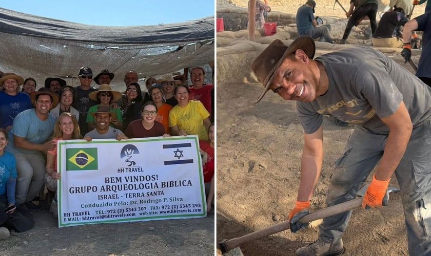 Rodrigo Silva e a equipe de escavação em Israel. (Foto: Reprodução/Instagram/Rodrigo Silva)