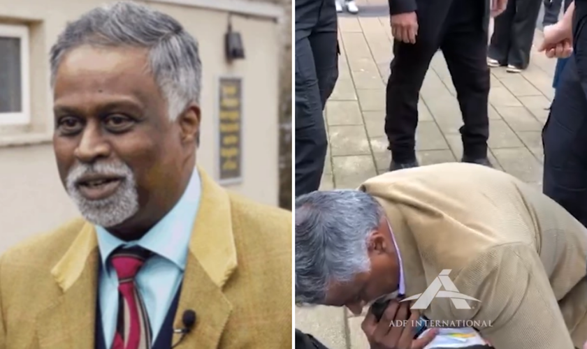 O pastor Dia Moodley foi alvo de agressões e ameaças no centro de Bristol. (Captura de tela/Instagram/ADF International)