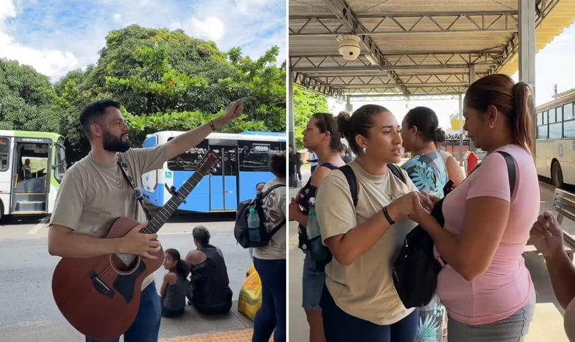 O evangelismo na rodoviária. (Foto: Reprodução/Instagram/Allan Machado)