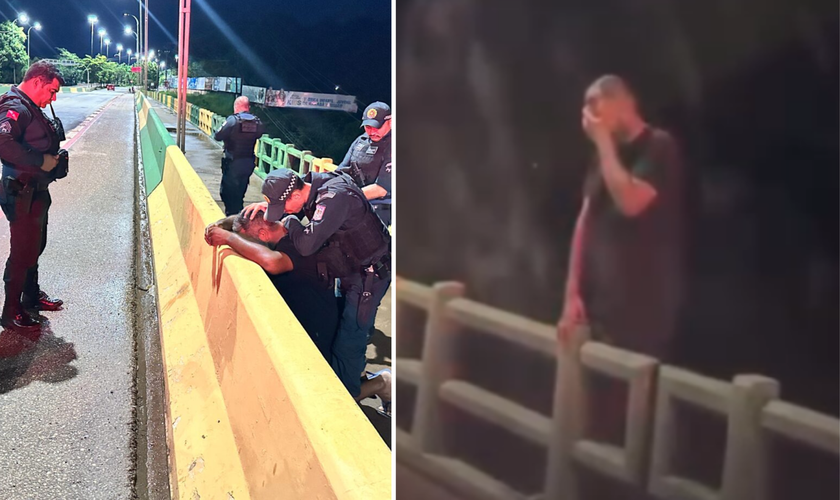 Policiais oram por homem que ameaçava tirar a própria vida. (Foto: Divulgação)