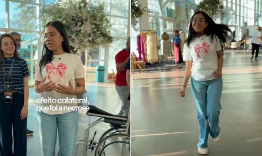 A jovem foi curada na Conferência “A Voz dos Apóstolos”. (Foto: Reprodução/Instagram/Global Awakening Brasil).