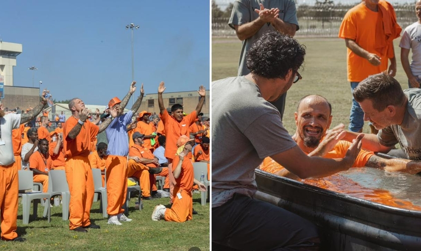 A ação evangelística na prisão. (Foto: Reprodução/Instagram/Victory Church)