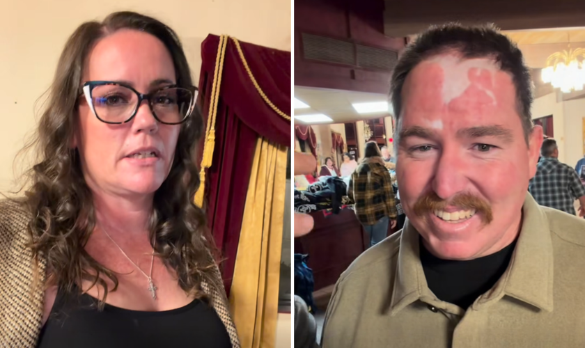 Shauna e seu marido James, que carrega cicatrizes de um grave acidente. (Captura de tela/Facebook/Sean Feucht)