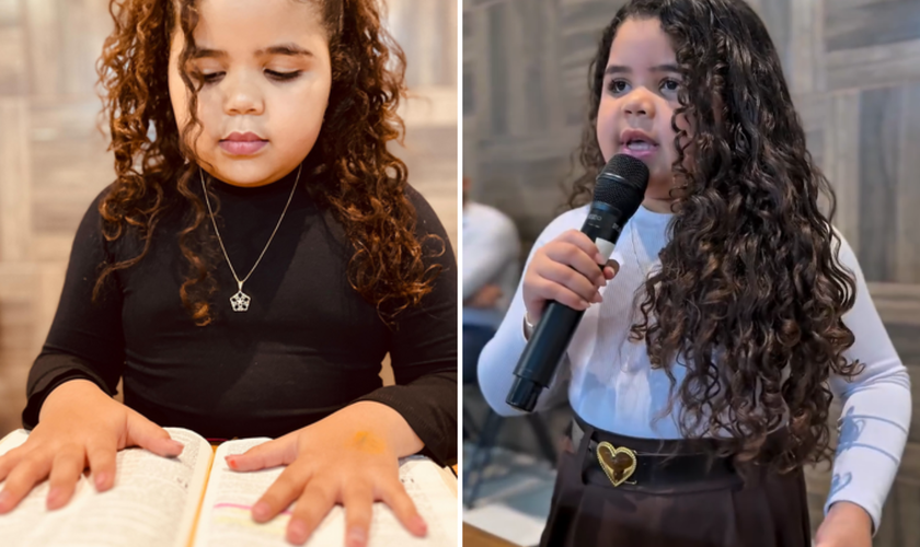 Ester Souza durante pregações da Bíblia. (Captura te tela/Instagram/oficial_estersouza_)