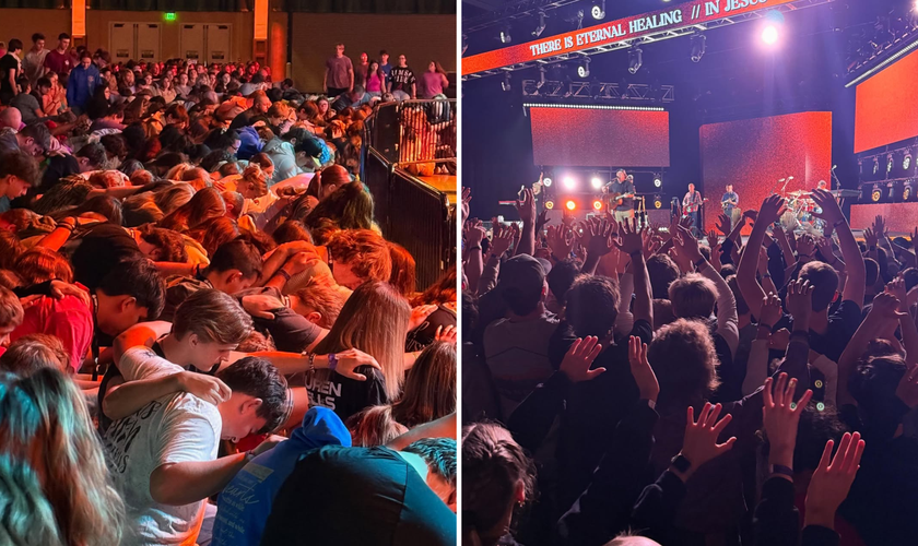 Centenas entregam suas vidas a Jesus na Conferência “Corações em Chamas”, realizada no Tennessee. (Foto: Instagram / @heartsonfirelive)
