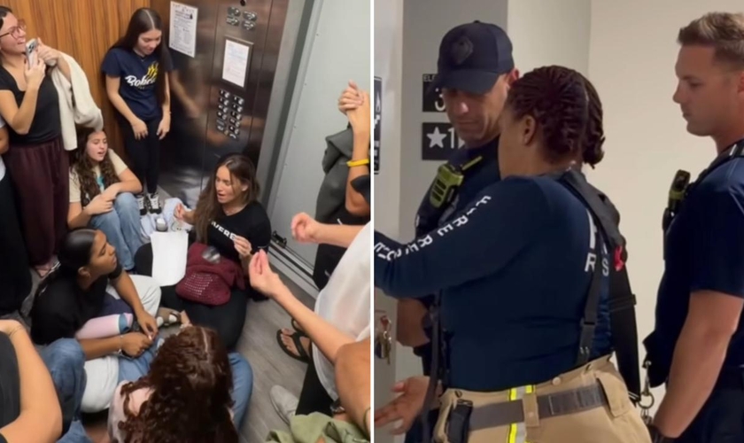 Os jovens no elevador. (Foto: Reprodução/Instagram/Luana Barbedo)