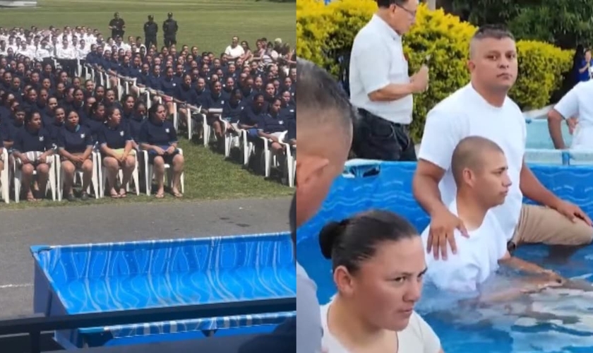 Os futuros agentes foram batizados na escola de polícia. (Foto: Reprodução/Instagram/La Corriente/Reprodução/YouTube/NG Federal).