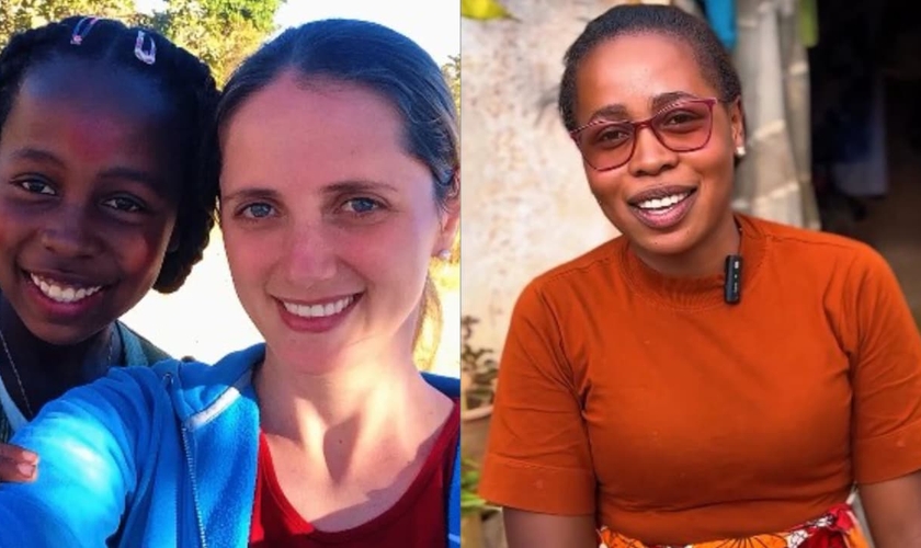 A missionária Janaine com Elodry quando ela era criança. (Foto: Reprodução/Instagram/Janaine Basso).