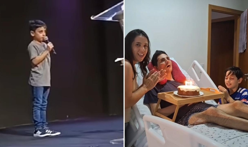 Davi Lucas testemunhando na igreja. (Foto: Reprodução/Instagram/Davi Lucas)