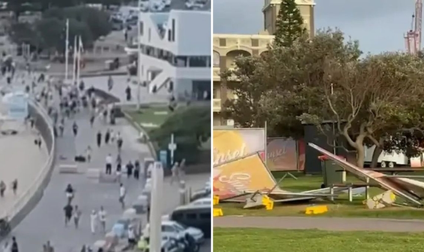 Sydney após o ataque terrorista em Bondi. (Foto ReproduçãoYouTubeABC News AustraliaYouTubeSky News)
