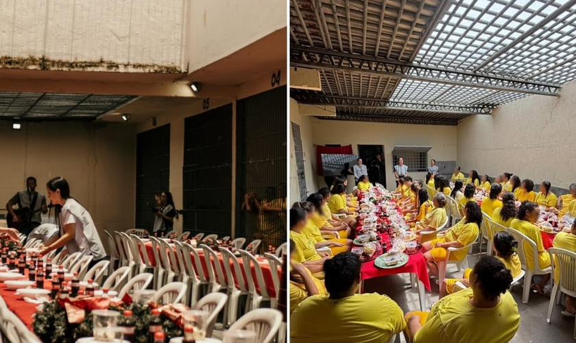 A ceia de Natal nos presídios. (Foto: Reprodução/Instagram/A.M.E)