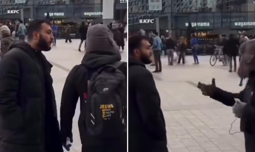 Evangelista holandês sendo agredido nas ruas. (Foto: Reprodução/Instagram/Allan Machado)