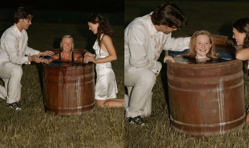 O cantor cristão DANMAR e sua noiva Lillian quatro novos convertidos. (Foto: Reprodução/Instagram/Lillian Martin).