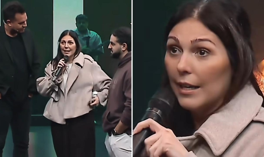Erika testemunhando na igreja. (Foto: Reprodução/Instagram/Paul Daugherty)