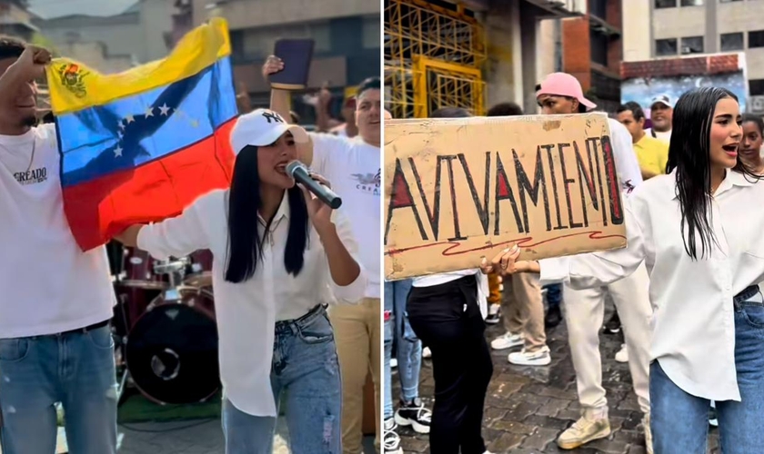 Os jovens declarando Jesus nas ruas. (Foto: Reprodução/Instagram/Risbeli Barboza)