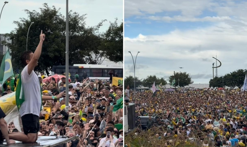 Nikolas Ferreira orando pela nação. (Foto: Reprodução/Instagram/Wess Guimarães/Nikolas Ferreira)