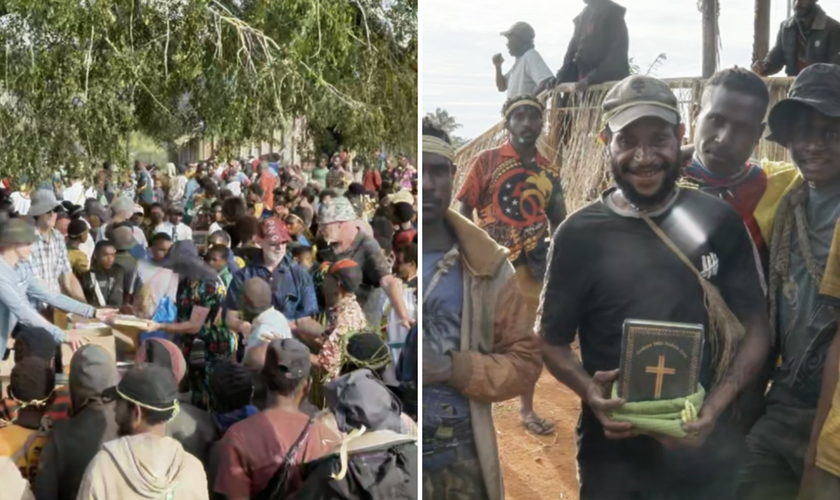 Moradores locais recebem o Novo Testamento com festa. (Captura de tela/Instagram/Wycliffe Bijbelvertalers)