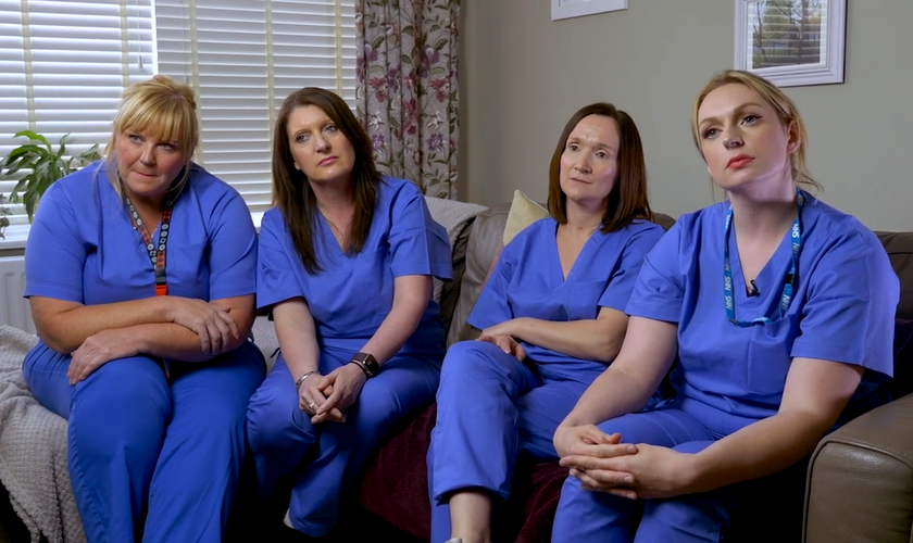 As enfermeiras de Darlington relatam caso para o Christian Legal Centre. (Captura de tela/YouTube/Christian Concern)
