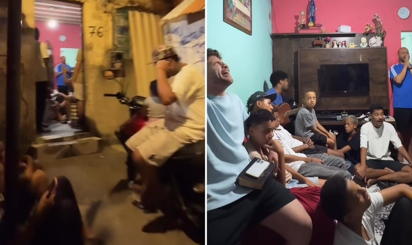 Os cristãos durante o culto. (Foto: Reprodução/Instagram/João Basques)