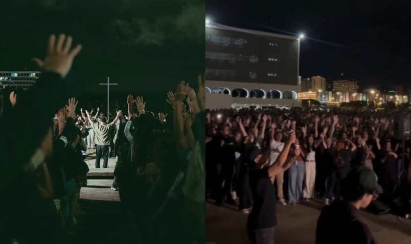 O evento evangelístico do Céu na Terra Movement aconteceu em frente ao Museu Nacional. (Foto: Reprodução/Instagram/Céu na Terra Movement).