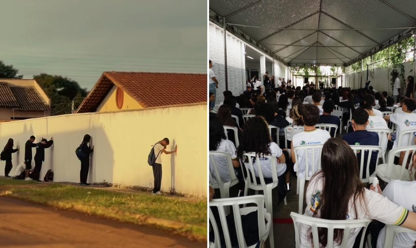 Os alunos oraram pela salvação de outros estudantes. (Foto: Reprodução/Instagram/Lucas Teodoro/Jey Reis)