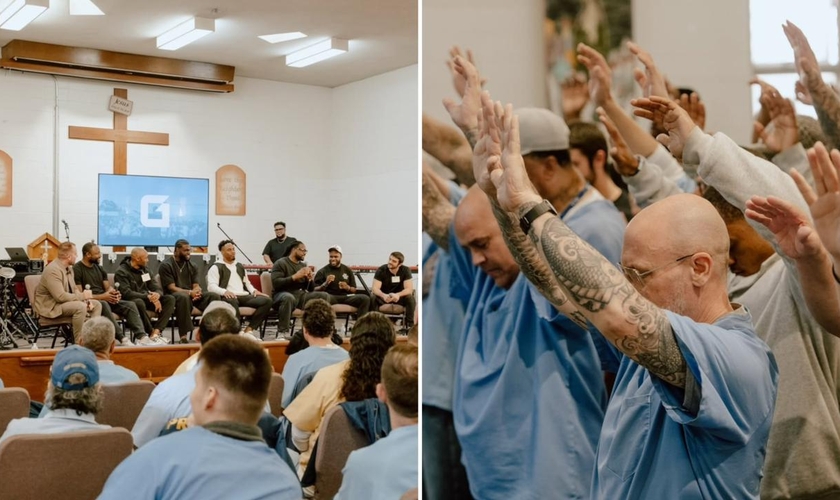 Os atletas ministraram a Palavra de Deus na prisão. (Foto: Reprodução/Instagram/God Behind Bars)