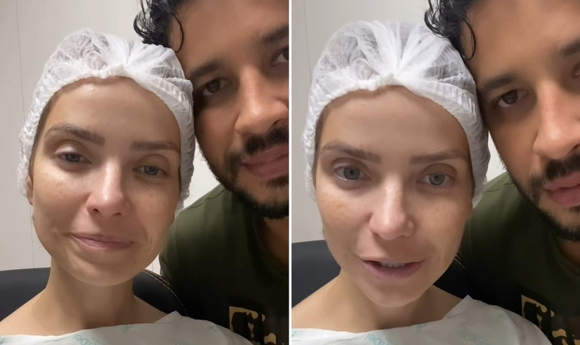 Camila Campos no hospital com o marido. (Foto: Reprodução/Instagram/Camila Campos)