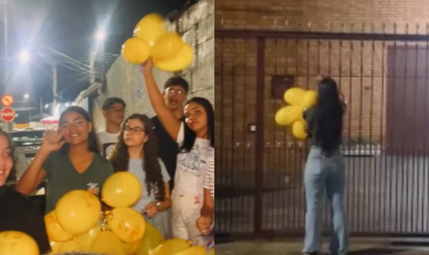 Os jovens promoveram o evangelismo criativo nas ruas de Taubaté. (Foto: Reprodução/Instagram/Somos Um).