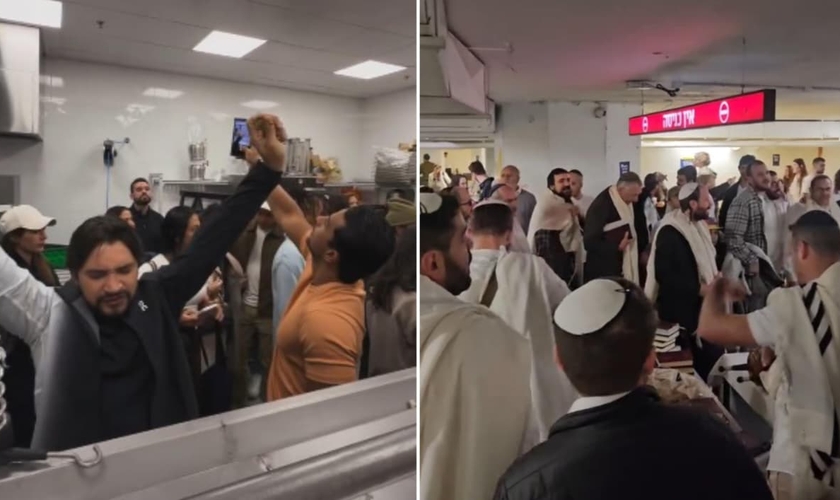 Judeus e cristãos oraram e louvaram dentro de bunkers em Israel. (Foto: Reprodução/Instagram/Isaque Levy/Reprodução/Instagram/Saul Sadka).