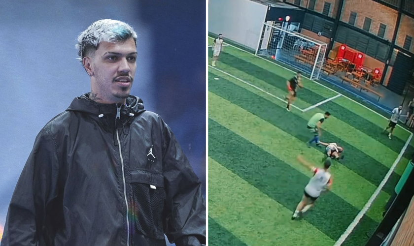 JK Chapecó caído após o acidente durante partida; jogador sobreviveu a duas paradas cardíacas: “Jesus me devolveu o fôlego de vida”. (Foto: Instagram / @jkchapeco)