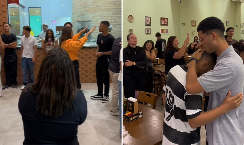 Os cristãos oraram por clientes e funcionários na pizzaria. (Foto: Reprodução/Instagram/Pizzaria Dom Marino Indaiatuba)