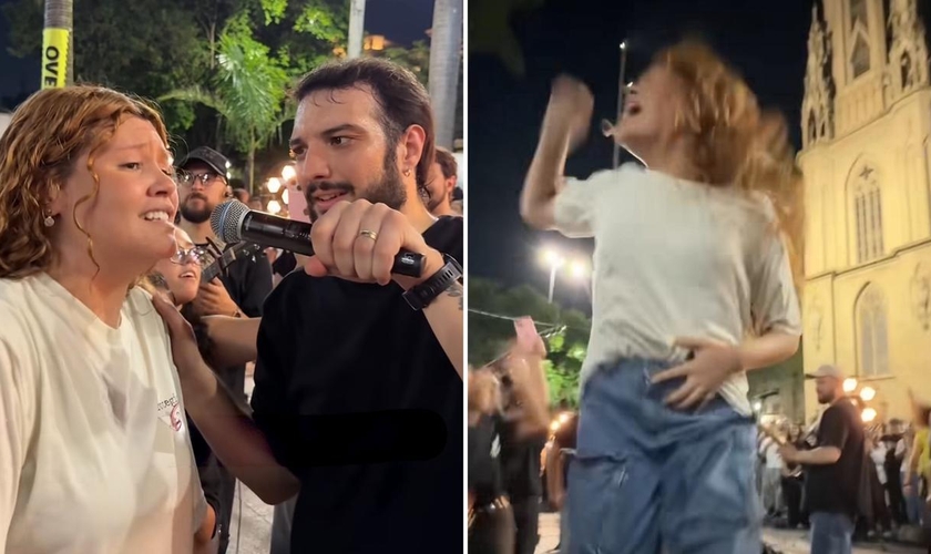 Mari foi curada após as orações durante o culto ao ar livre. (Foto: Reprodução/Instagram/OVERFLOW)