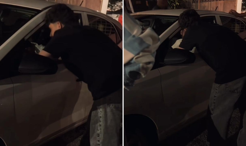 João orando pelo rapaz. (Foto: Reprodução/Instagram/João Basques)