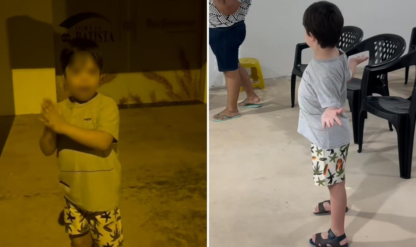 Lucas aguardou a igreja abrir para adorar a Deus. (Foto: Reprodução/Instagram/Juarez Amorim)