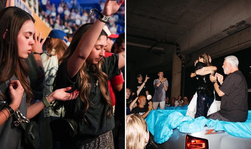 Centenas de estudantes foram batizados no evento. (Foto: Reprodução/Instagram/Unite US)